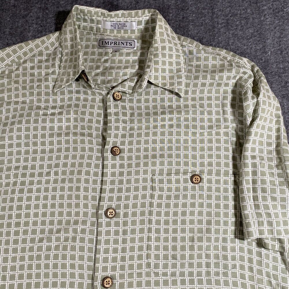 Vintage 90s IMPRINTS Shirt Mens Med Geometric Preppy Hipster Bowling Camp